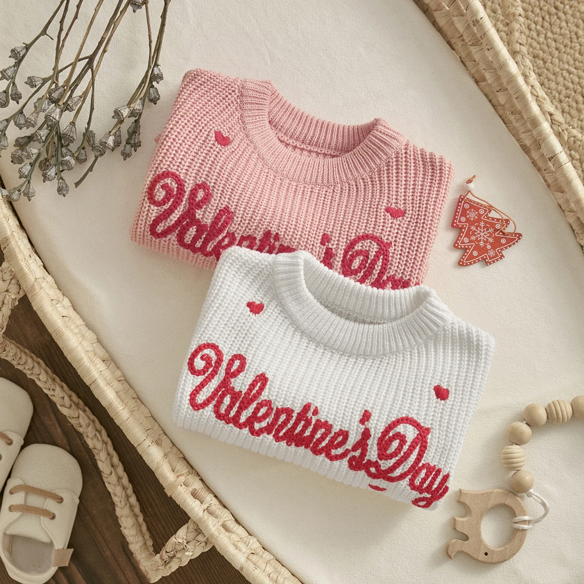 ma&baby 0-18M Valentine's Day Newborn Infant Toddler Baby Girl Boy Sweaters Knit Letter Warm Fall Spring Winter Clothing