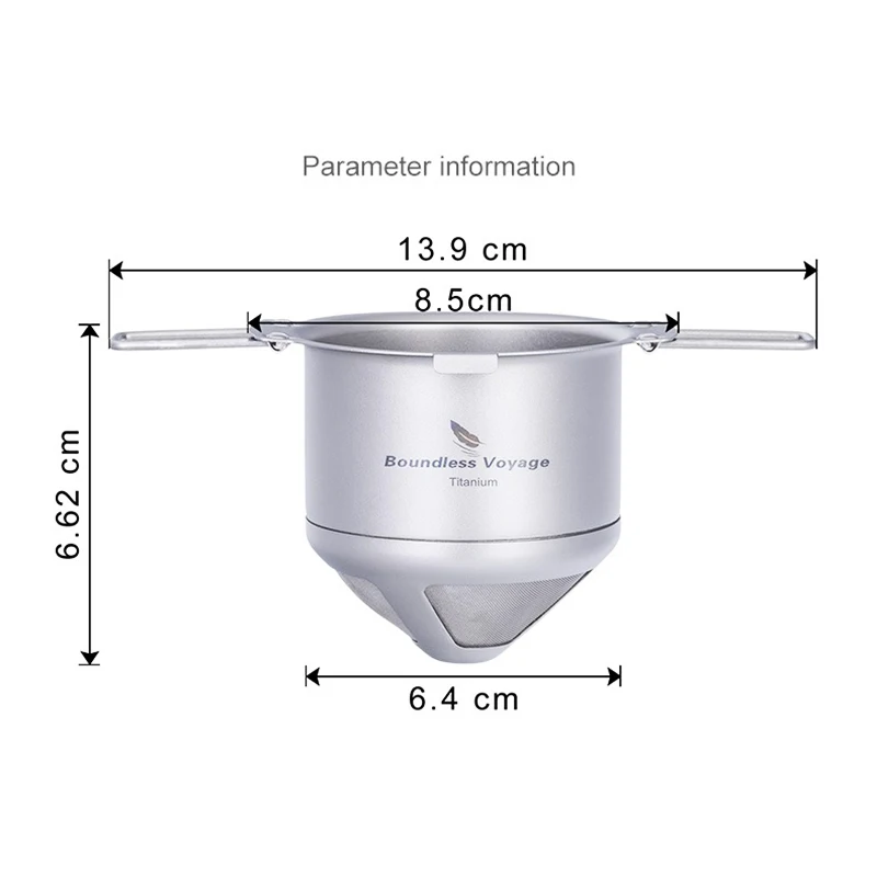Boundless Voyage Titanium Reusable Coffee Filter Paperless Coffee Filter Metal Pour Over Maker