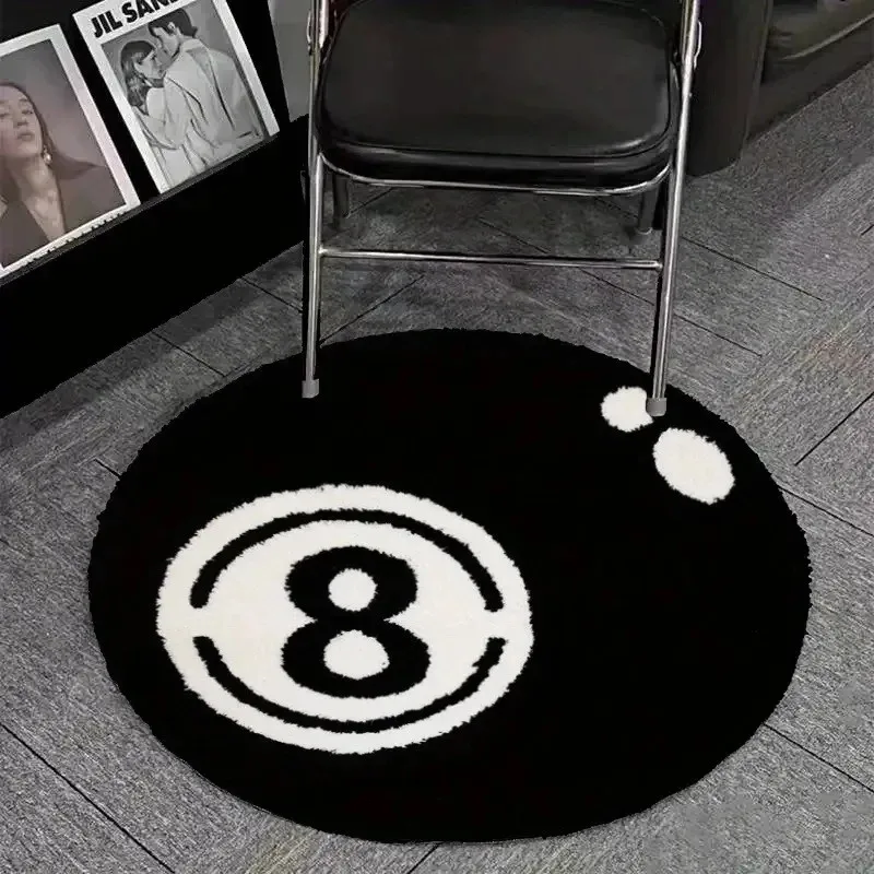 8-Ball Plush Carpet - Round Pool Rug | Anti Slip Carpet | Soft Bedroom Rug