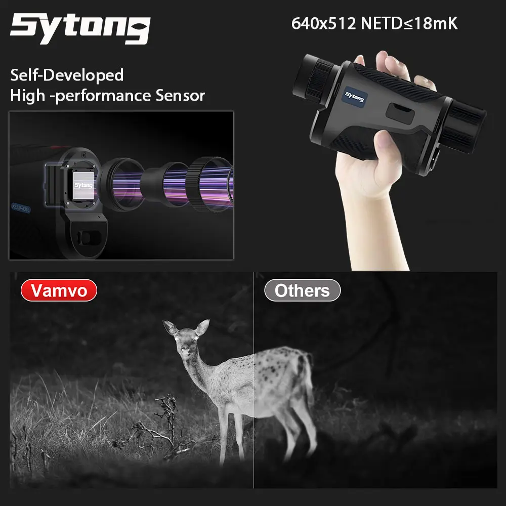 Sytong XS 시리즈 단안 열화상 카메라 640x512 8x 줌 1000m 범위 측정 캠핑 사냥에 적합