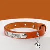 Personalized Cat Collar Adjustable Leather Pet Cats Collars Necklace Custom Puppy Kitten Name Collars Anti-lost Cat Accessories 4