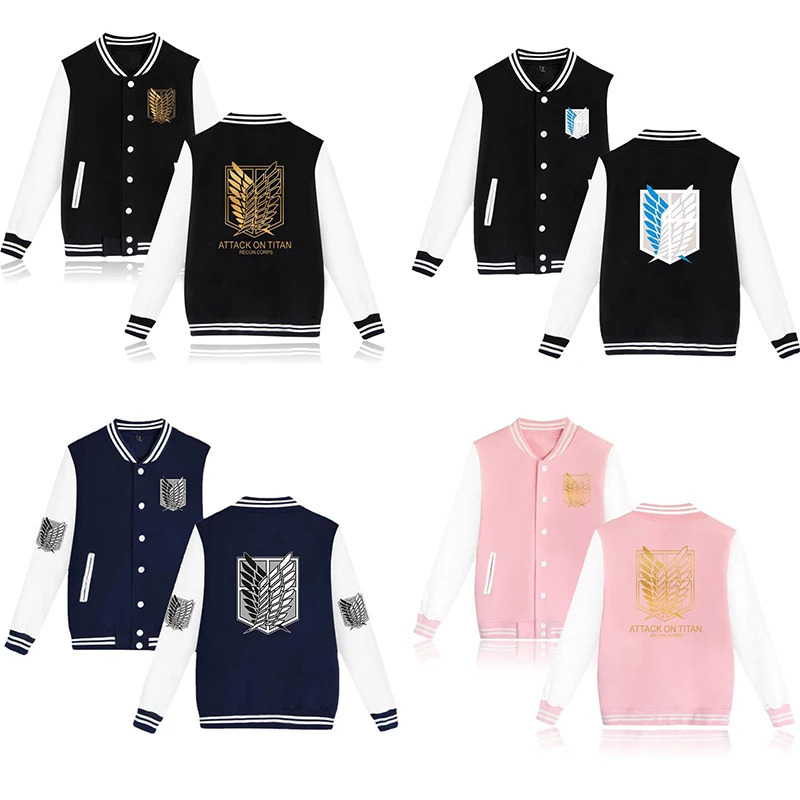 

Attack On Titan Hoodies Anime Clothing Allen Freedom Wings Soldier Cardigan Baseball Jersey Casual Hip Hop Streetwear Sweatshirt