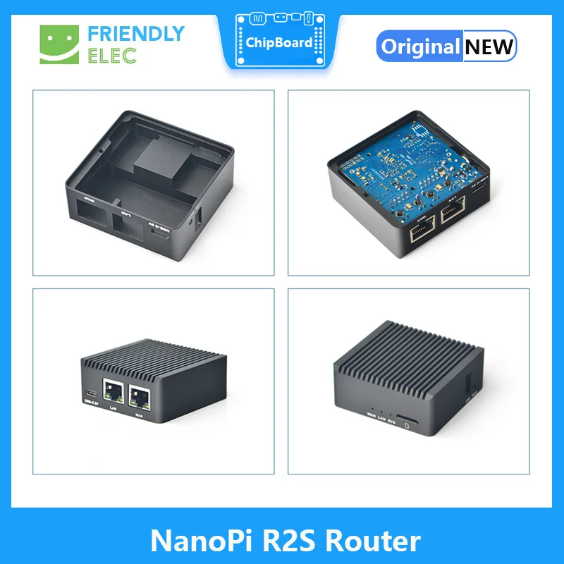 Friendly NanoPi R2S Router Oficial Metal Shell OpenWrt System RK3328 Mini Router Dual Gigabit Port 1GB of Large Memory