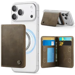 Multi - Card Slot Magnetic Leather Wallet (Coffee)