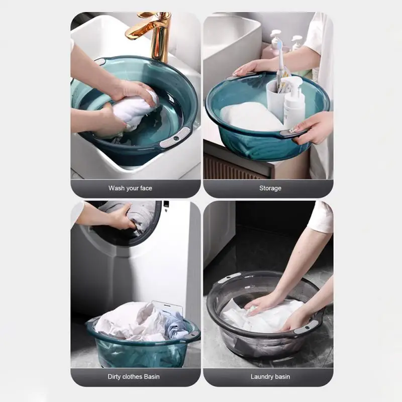 Transparent Washbasin Non-slip Multipurpose Anti Slip Thickening Durable Easy-to-clean Plastic Basin Laundry Tub