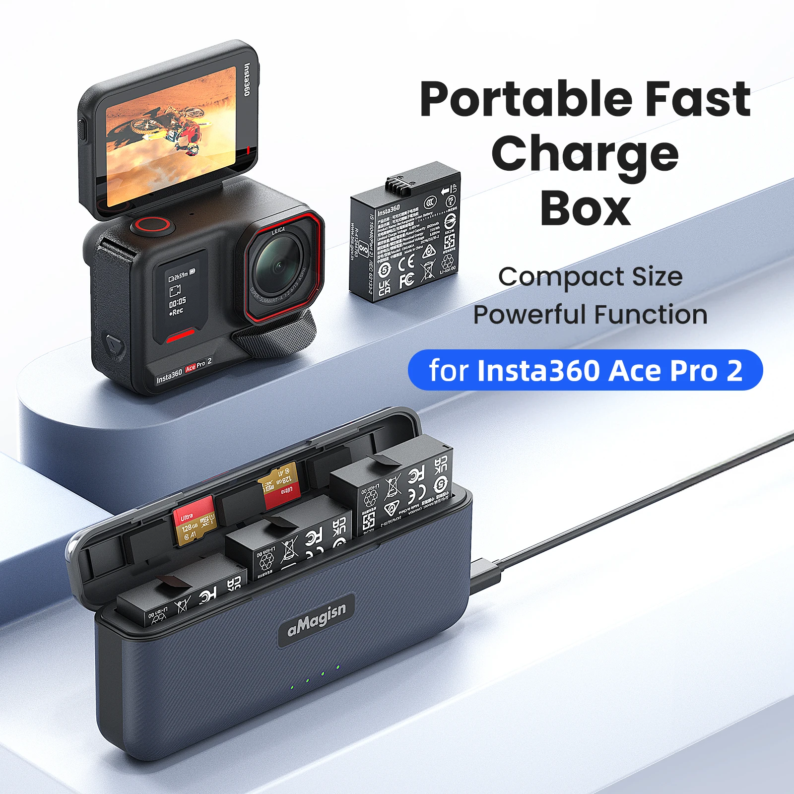 Für Insta 360 Ace Pro 2 Batterie Ladegerät Schnelle Lade Fall Lade Hub Für Insta 360 Ace Pro 2 Power Zubehör