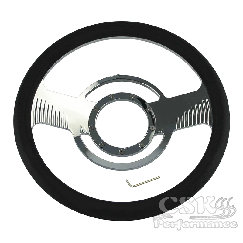 14&quot Chrome Half Wrap PVC 9 Bolt Steering Wheel For Chevy Tahoe GMC Jeep Cadillac |
