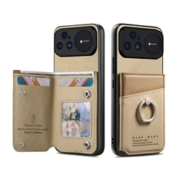 Premium PU Leather Flip Wallet Case with Card Slot and Magnetic Ring Holder - Shockproof Protective Cover for Huawei Nova 15 Ultra (Khaki)