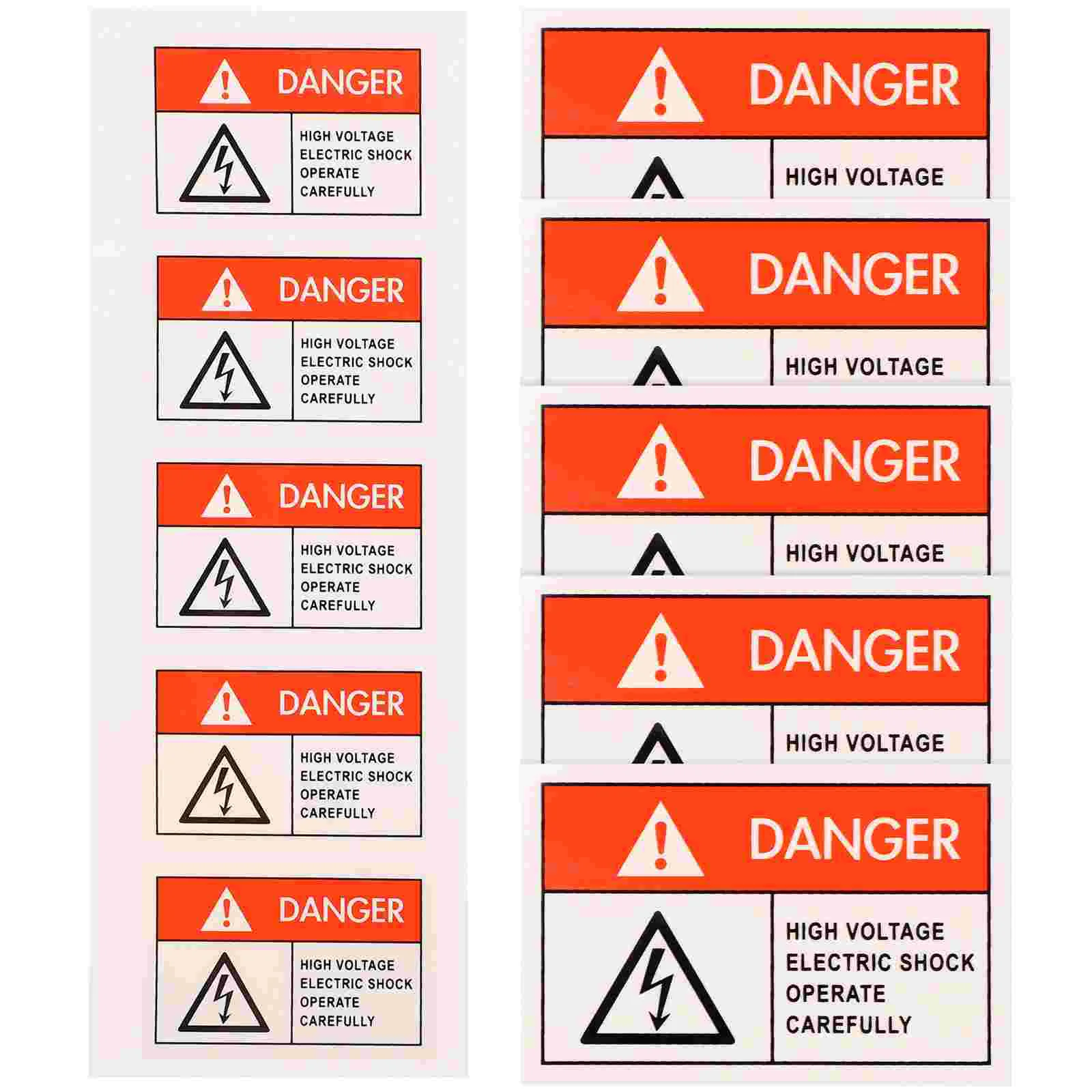 

10Pcs DANGER Warning Stickers Adhesive Backside Sign Safe Sticker Clear Large Font Text Decal