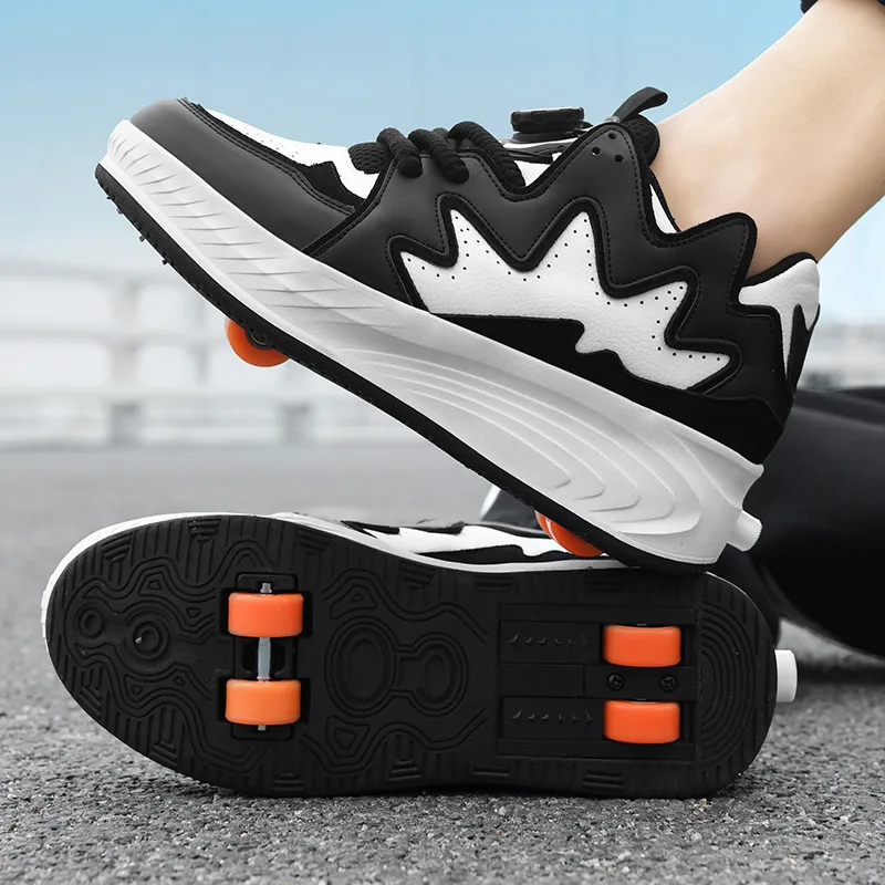 Four Wheels Girls Children Shoes Fashion Boys Sneakers Swivel Button Breathable Women & Kids Roller Skates Size 29-42