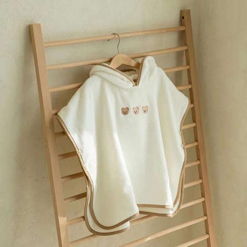 Korean Instagram Children's Bath Towel Baby Absorbent Quick Drying Beach Towel Boys Girls Pure Cotton Cape with Hat Bathrobe