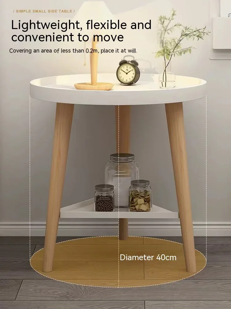 Round End Table Mental Side Table Nightstand/Small Wood Tables Accent Coffee for Living Room Bedroom Office Small Space