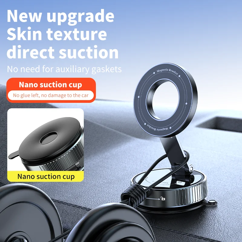 Foldable Magnetic Phone Holder Stand & Vacuum Suction Cup for Magsafe iPhone 17~12 Pro Max Car Dashboard Cellphone Bracket Mount