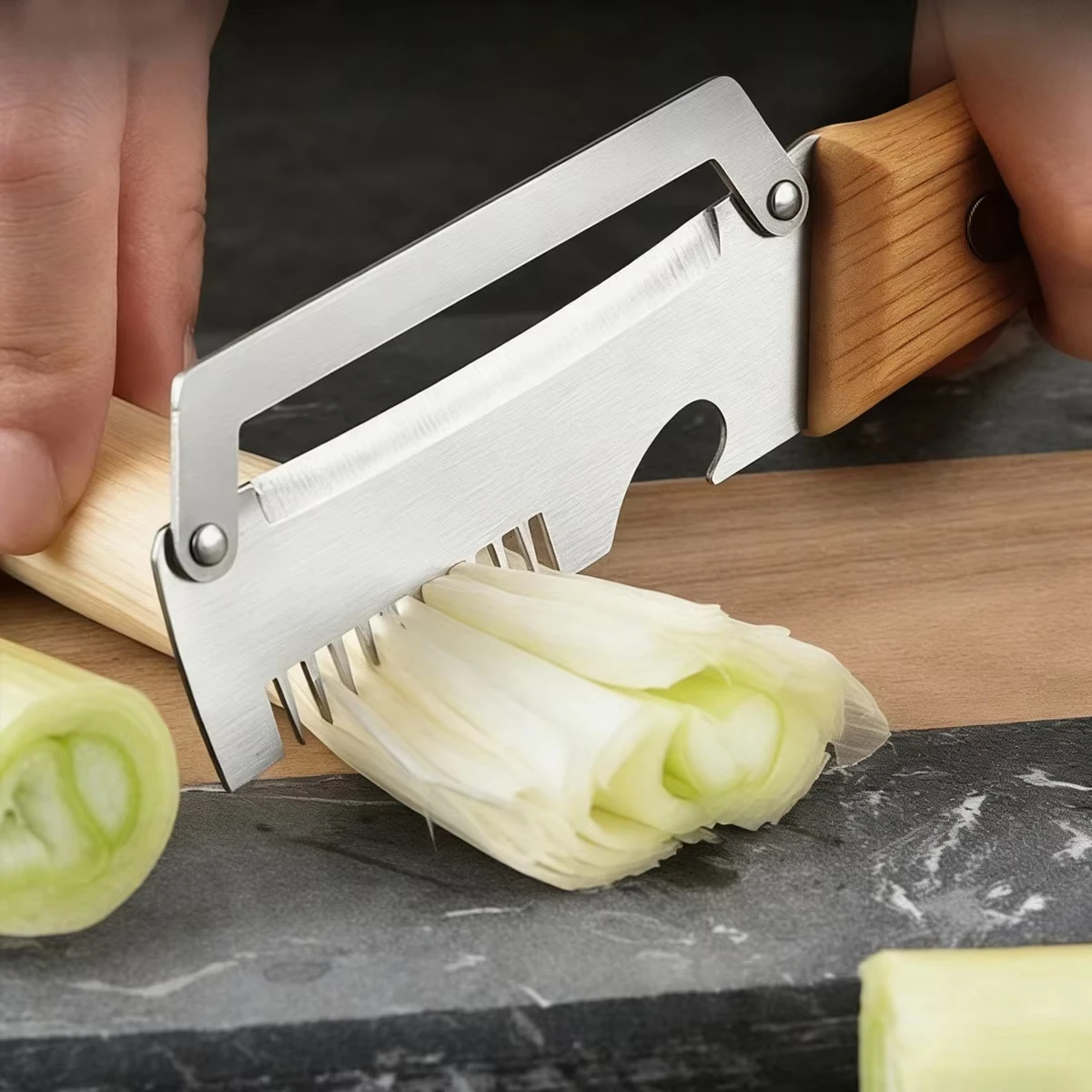 Durable Smooth Stainless Steel Peeler Wooden Handle Multifunctional Professional Kitchen Tool for Daily Fruit Veg Vegetable Cook 5