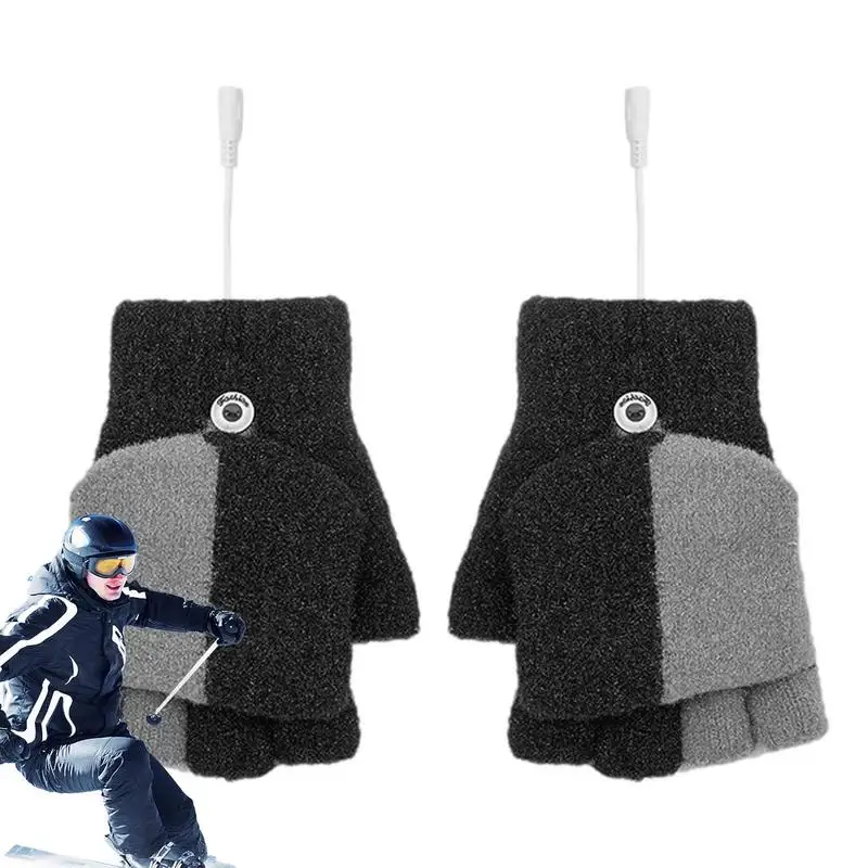 

Перчатки с подогревом для мужчин и женщин, вязаные шерстяные перчатки для холодной погоды, водонепроницаемые ветрозащитные зимние перчатки с USB-зарядкой