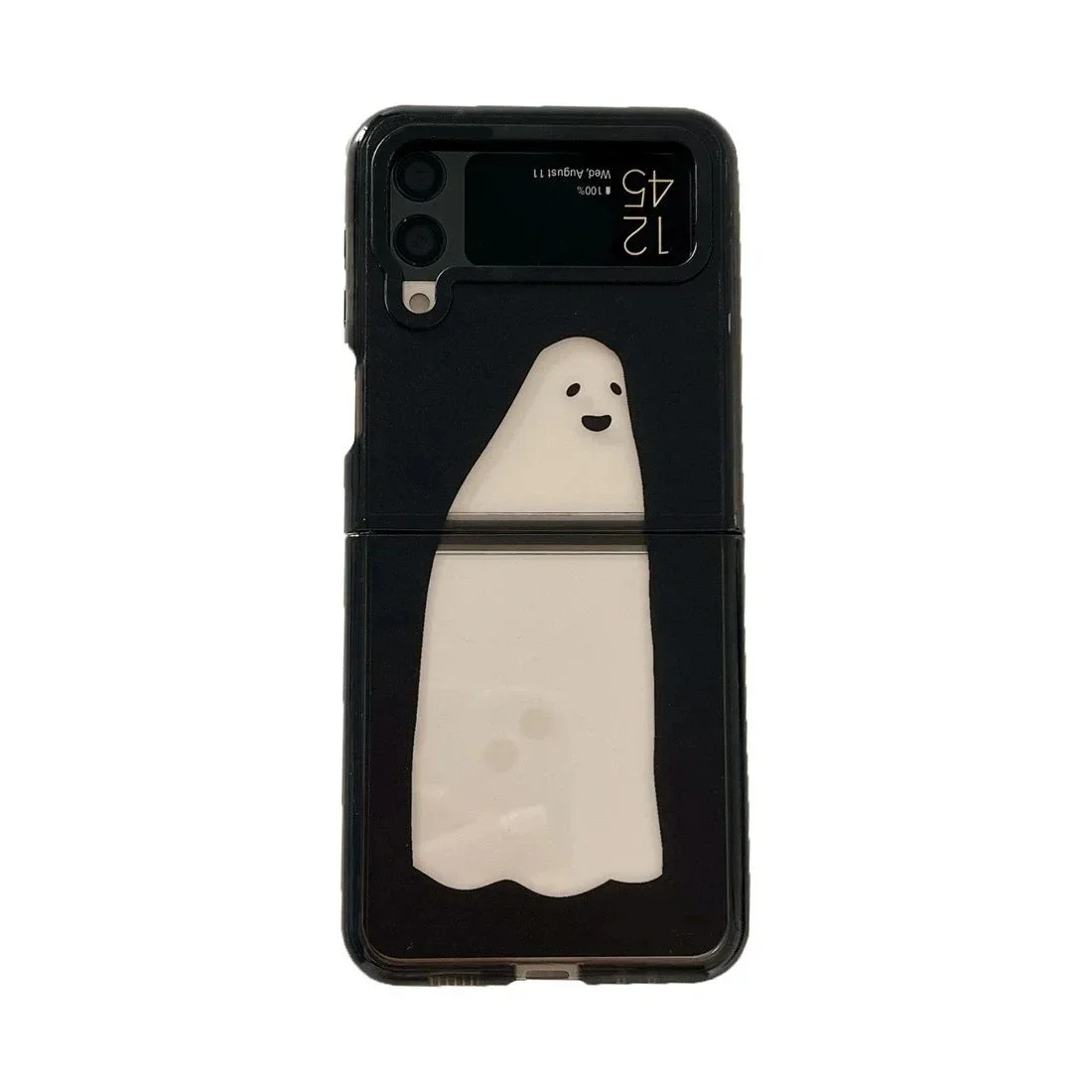 

Black Border Acrylic Cartoon Ghost Phone Case for Samsung Galaxy Z Flip 5 4 3 Back Cover for ZFlip4 ZFlip5 Hard Case Shell