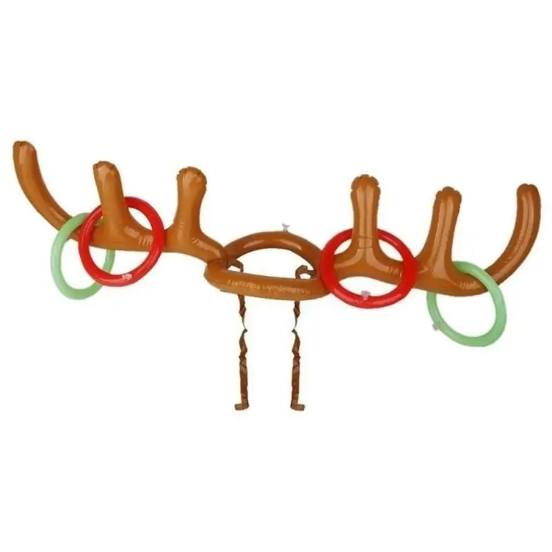 Inflatable Deer Antler Headband 4-ring Deer Antler Loop Toy Christmas Reindeer Antler Headband Holiday Game Children's Loop Toy