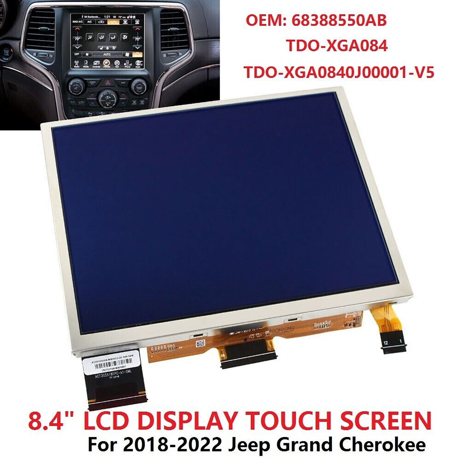 8.4인치 TDO-XGA084 XGA0840J0000 BLM96100220 BLM9611010 Uconnect 4UAV LCD 터치 스크린 (지프 램 2018-2022 TDOXGA084 용)
?
