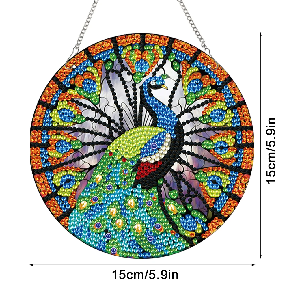 2pcs Animal Theme 2D/Flat DIY Special Shape Hanging Diamond Art Kits Rhinestone Diamond Art Window Pendants Wall Door Decoration