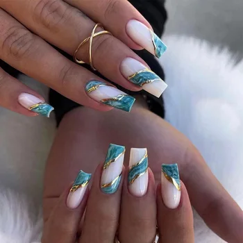 24pcs-Long-Ballerina-French-False-Nails-Love-Heart-Green-Halo-Dyed-Gold-Thread-Fake-Nail-Press jpg