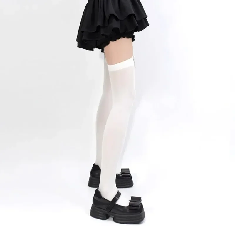 Persönlichkeit Kreuz Dekoration Frau Hosenträger Socken Einfarbig Dünne Oberschenkel Hohe Lolita Anime Cosplay Gothic Über Knie Strümpfe – Detail 7