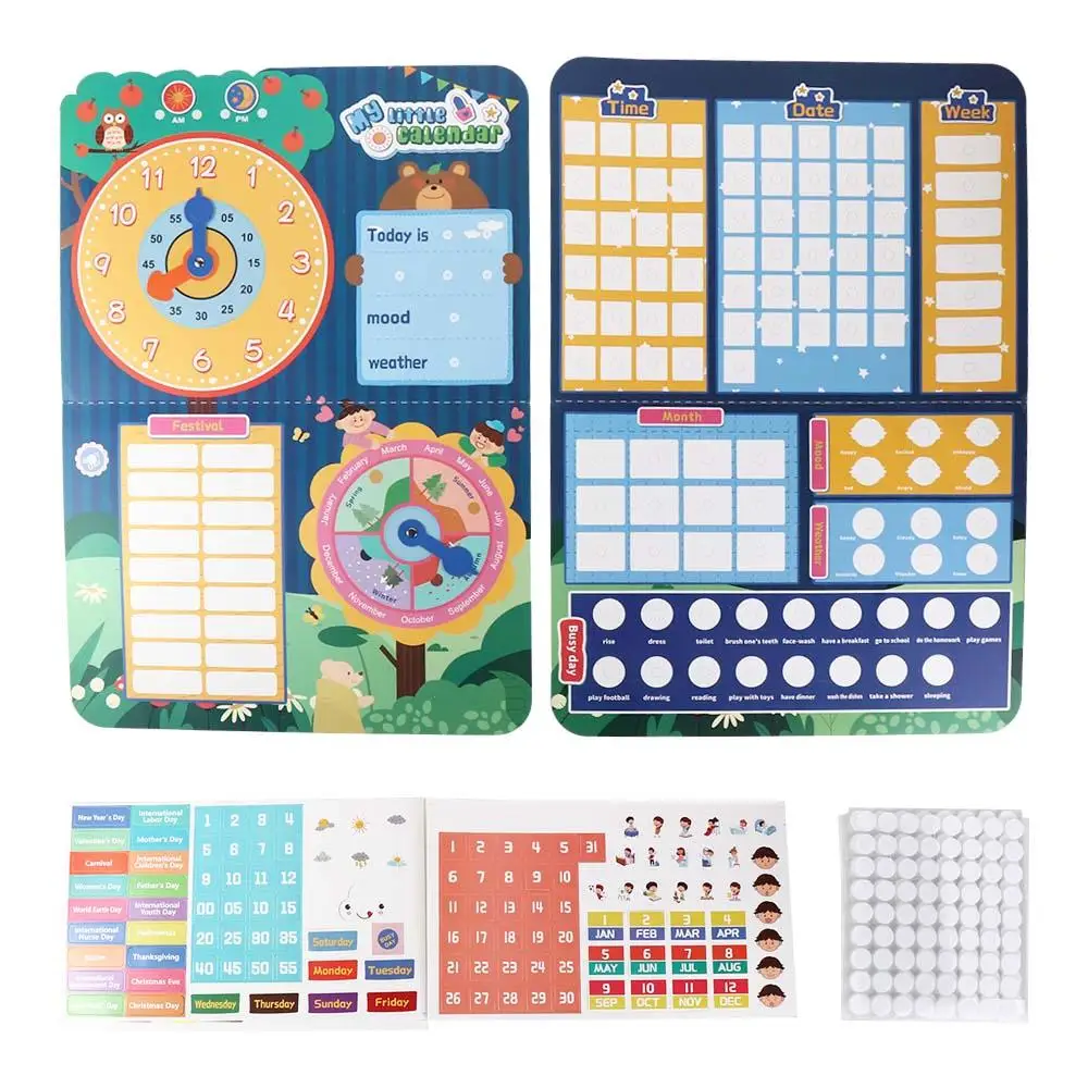 

Safety Time Early Education Toy Week Weather Kids Paste Card Wall Chart Children Awareness Card Calendar Table Cognitive Card