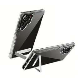Crystal Clear Mobile Phone Case with Metal Kickstand - Slim Transparent TPU Back Cover for S26 Plus (Clear Case)