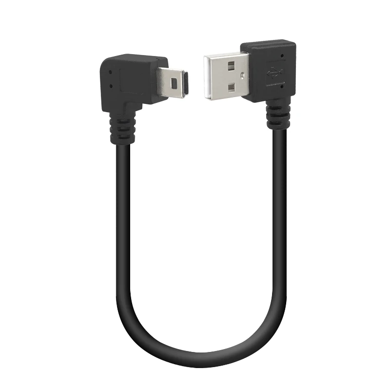 

Left right Mini USB B Type 5pin Male 90 Degree Left Angled to USB 2.0 Male Data Cable Black Color