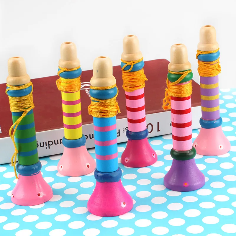 

Hot Baby Wooden Small Horn Whistle Musical Instrument Toys Kids Colorful Intellectual Developmental Vocal Toy for Children Gift