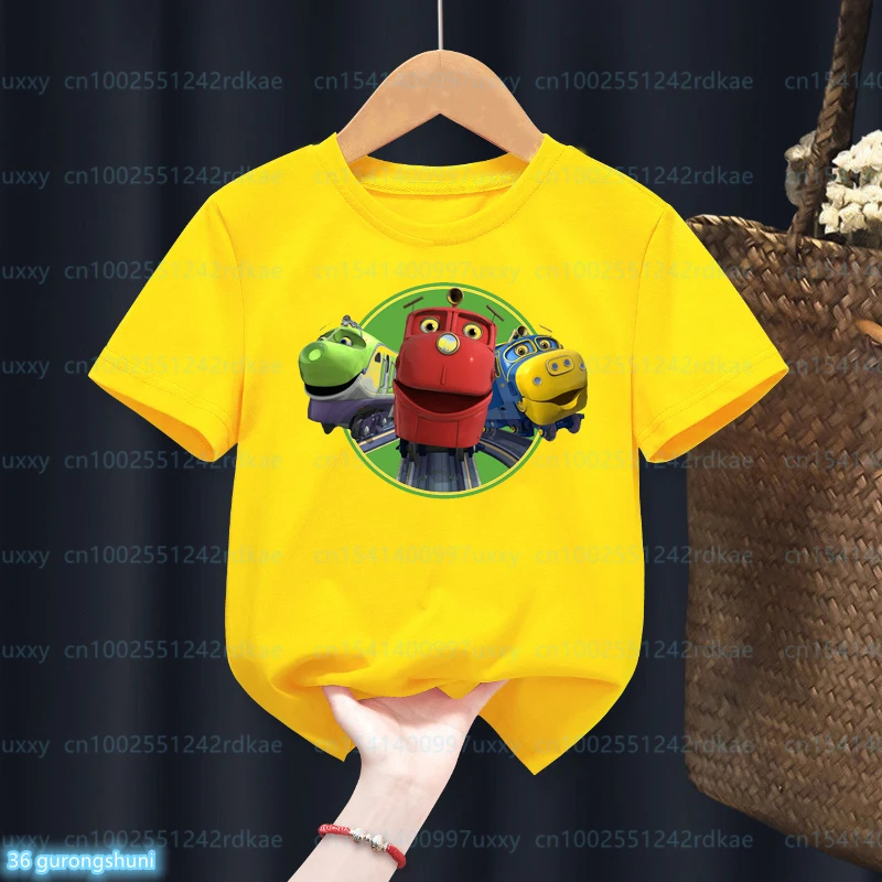 New Children'S Tshirt Small Truck Animation Chuggington Graphic Print Boy T-Shirt Fashion Cartoon Boy Clothes Top A Maniche Corte