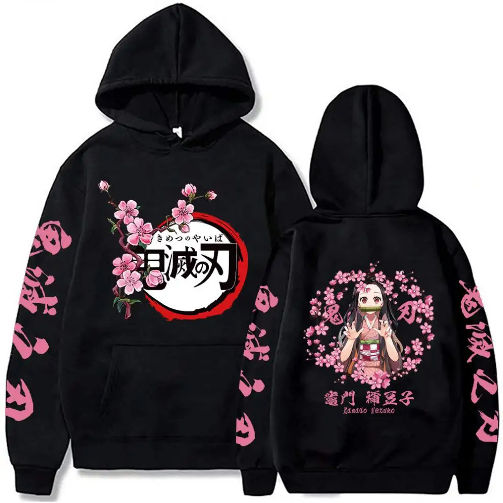 Kimetsu No Yaiba Demon Slayer Hoodies 90s Anime Kamado Nezuko Printing Fashion Hooded Sweatshirt Streetswear Pullovers Sudadera