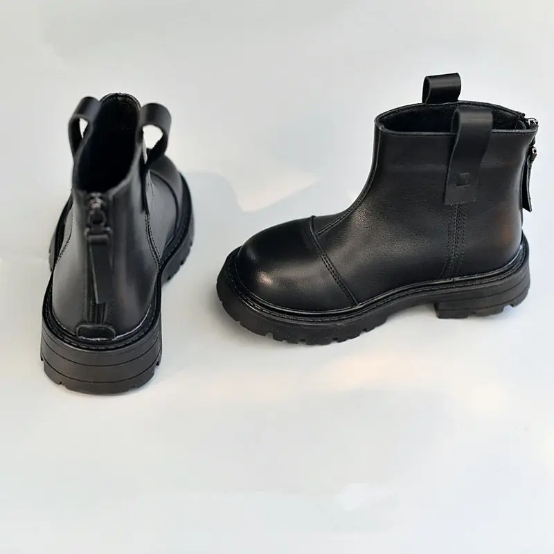 Genuine Leather Children's Riding Boots High Quality Cowhide Baby Girls Snow Boots Spring Boys Chelsea Boots Kds Casual Shoes