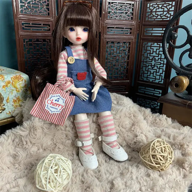 30cm Bjd Doll 22 Movable Joints Vinyl Color Eyes Soft Wig Baby Doll Can Dress Up High Quality Alice Dress DIY Toy Girl Gift 2