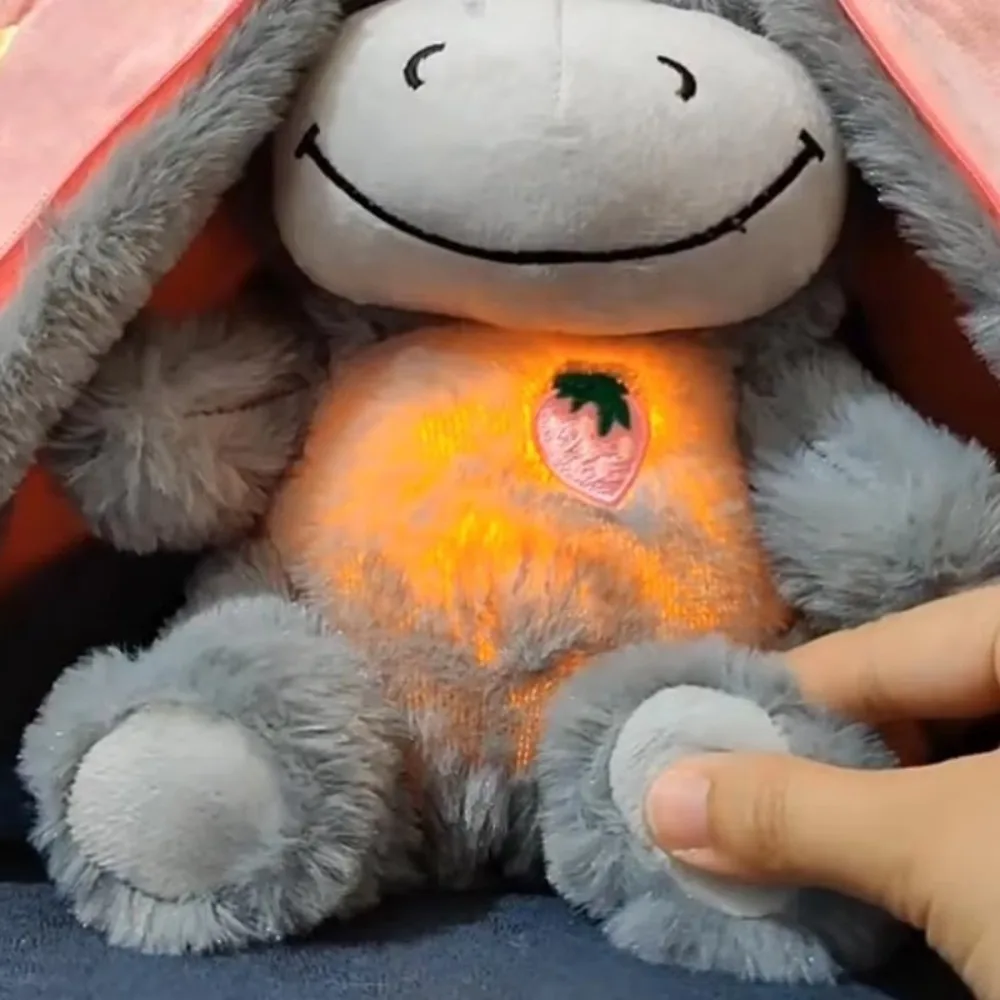 12.6inch Luminous Breathing Doll With Motion Lights Plush Baby Sleeping Toys Donkey Soft Cartoon Plush Doll Early Childhood
