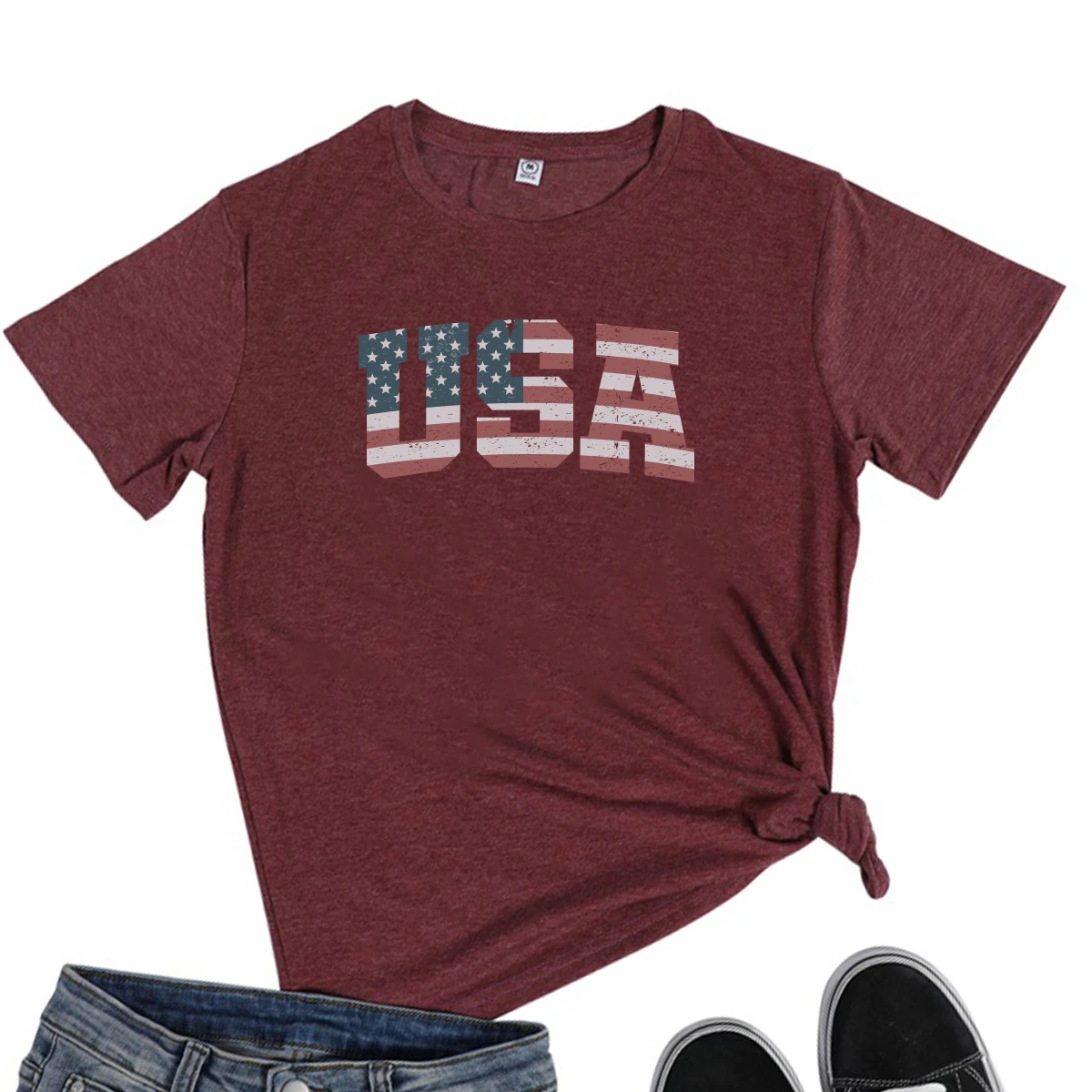 

Seeyoushy топ с принтом американского флага 2023 Летняя женская футболка с коротким рукавом и круглым вырезом цветная хлопковая трендовая одежда Y2K