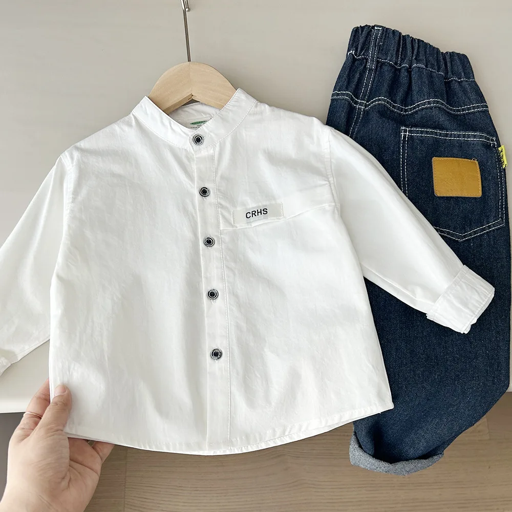 Autumn 3-10 Years Boys Casual Long Sleeve Blouse Three Colors Cotton Shirt