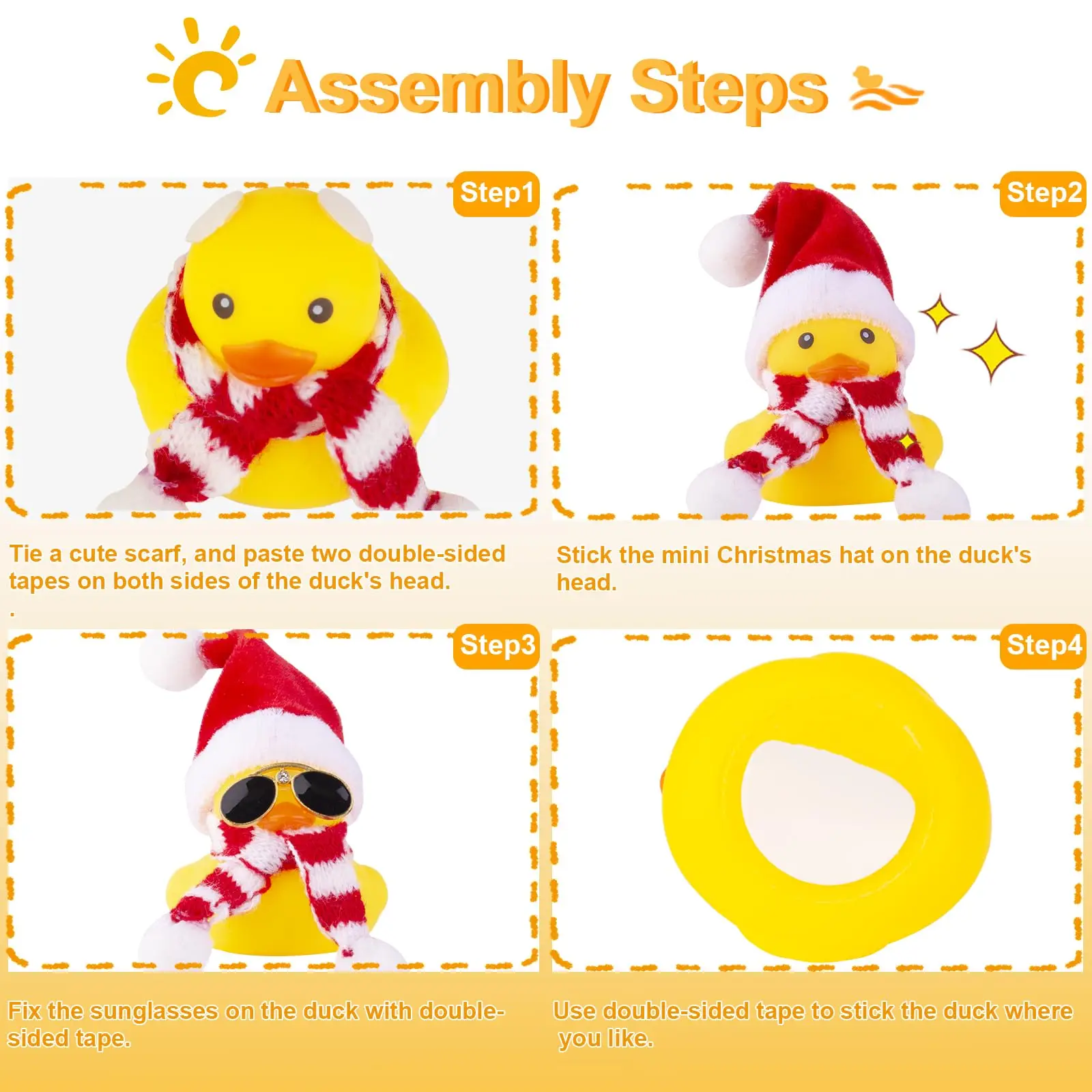 Christmas Rubber Duck Car Duck Ornaments Yellow Duck Car Dashboard Decorations for Christmas Decor and Home Decoration 3