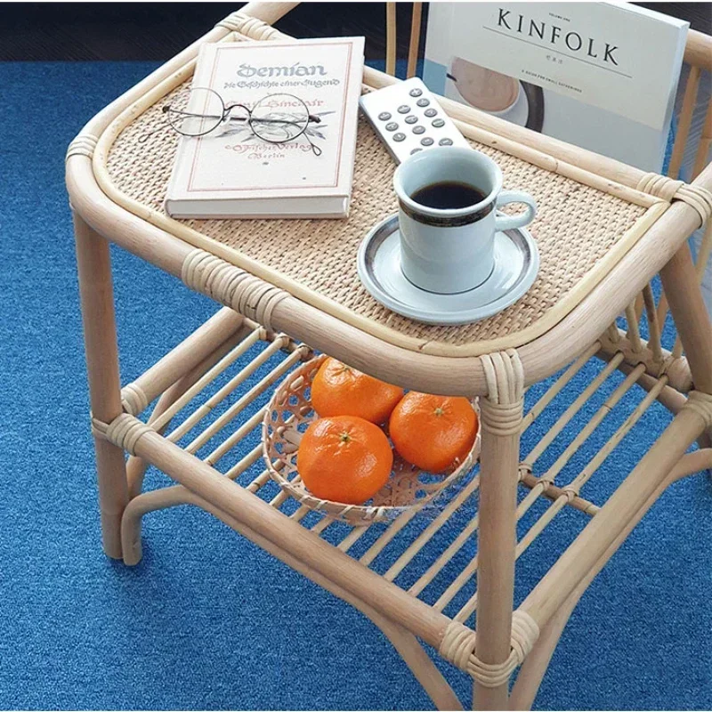 Square Rattan Bedside Table, Versatile Storage Solution, Ideal for Living Room Sofa, Magazine Rack or Balcony, s