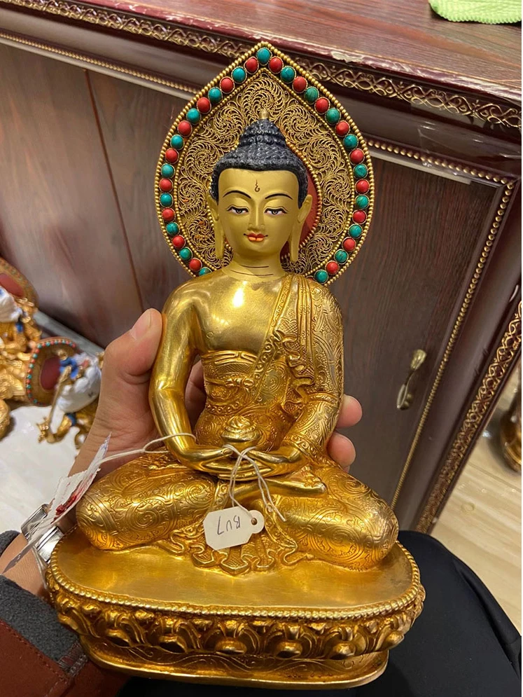 

Asia Buddhism Nepal High grade quality Sakyamuni Amitabha Buddha God statue HOME Patron saint bless safe good LUCK protection