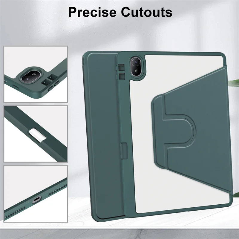 Versatile 360° Rotating Tablet Case with Pen Holder – Durable Acrylic Hard Shell