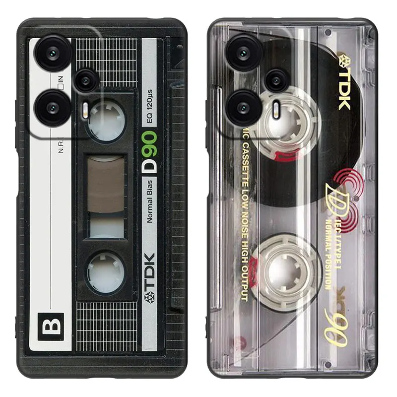 Классическая старая мультяшная кассета, чехол, черный чехол для телефона Xiaomi Mi POCO X6 Pro F5 M6 X5 X4 Pro X3 NFC M5 M4 M3 F2 Pro F4 F3 GT