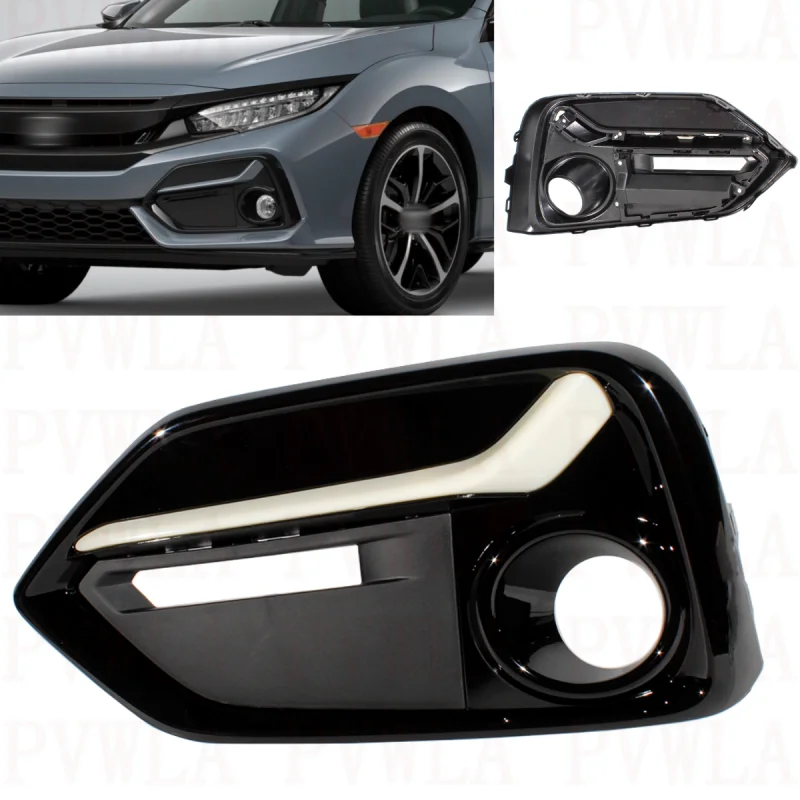 

Left Side Front Bumper Fog Lamp Light Grille Cover For Honda Civic Hatchback / Type R / Si Sedan 2019 2020 2021