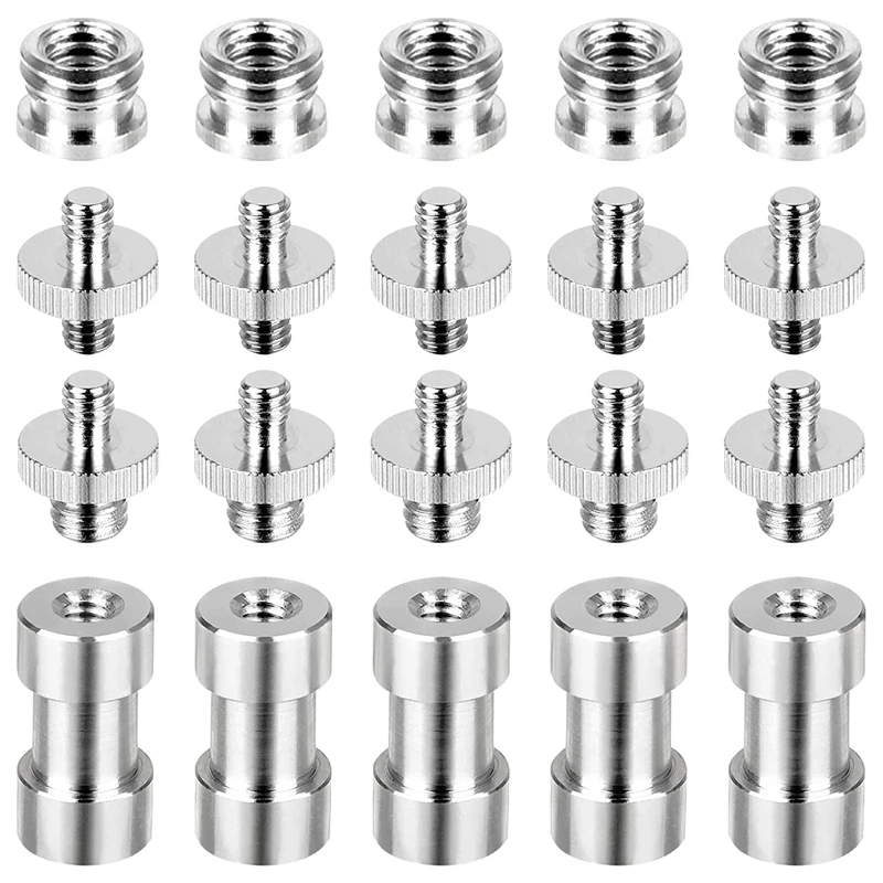 

20PCS Camera Screw Set 1/4 To 1/4, 1/4 To 3/8 Screw Adapter Converter Threaded Screws Adapter Spigot Screw Mount Set