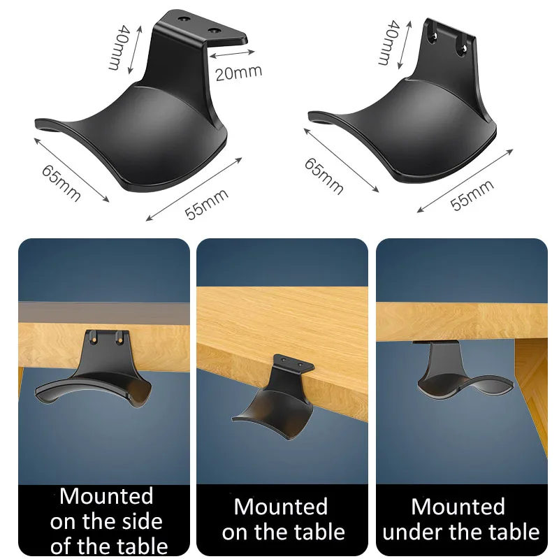 Wall Mounted Headphone Hanger Universal Headset Holder Under Desk Backpack Hook Earphone Display Stand with Install Screws