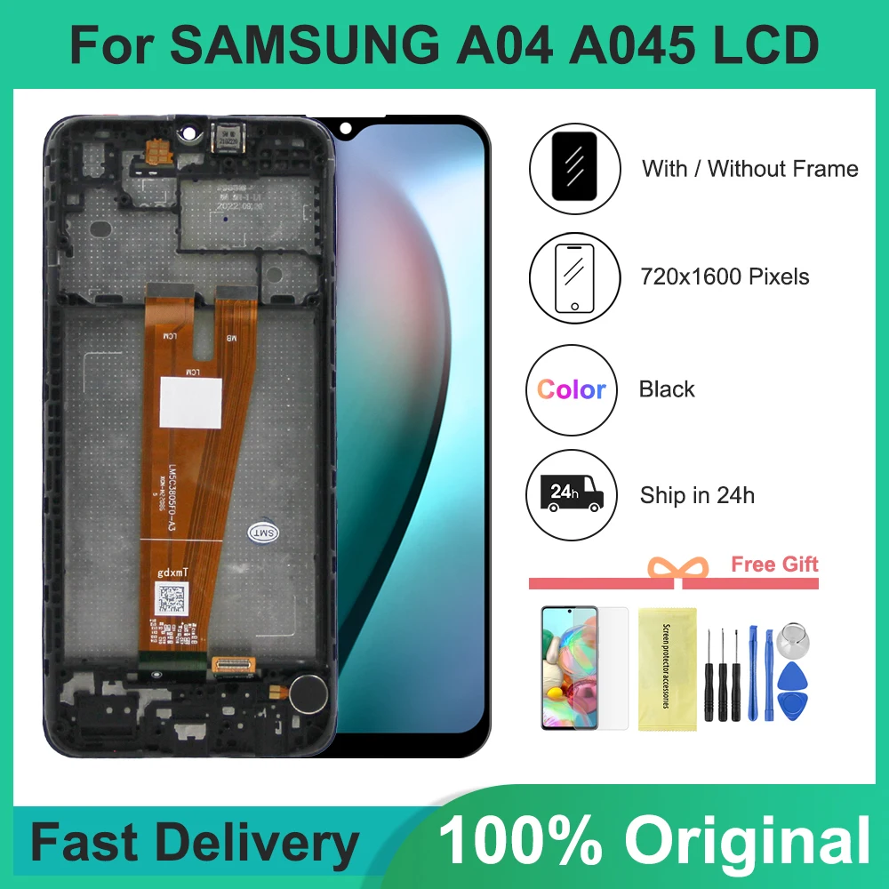 

6.5'' Original A04 Display with frame , for Samsung Galaxy A04 A045F A045M SM-A045F/DS Lcd Display Touch Screen Digitizer Replac