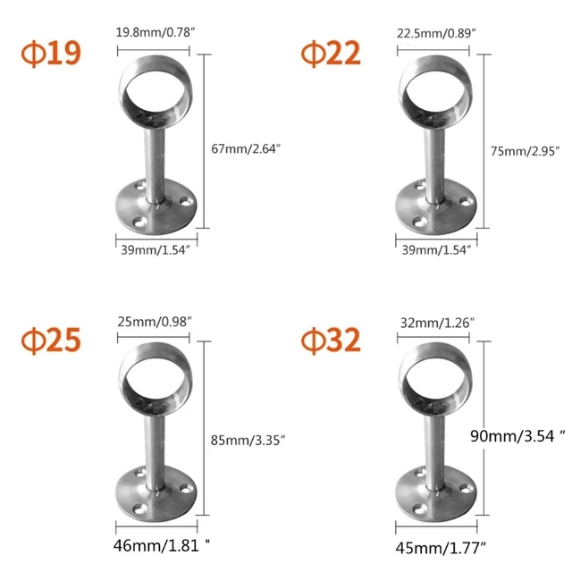 Uxcell 4-Pack Stainless Steel Pole Sockets - 0.98" Rod Holder For Closet, Shower, Curtain Rods - View #2
