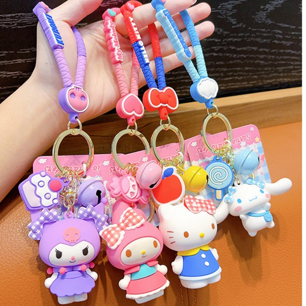 

Original Kawaii Kuromi Hello Kitty Keychain 산리오 Cinnamoroll My Melody Key Chain Bag Pendant Sanrio Accessories Cute Car Keyring