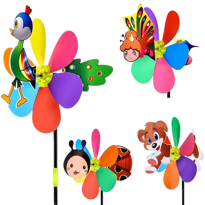 Sechs Farben drei dimensionale Tier Biene Windmühle Cartoon Kinder Spielzeug Hausgarten Dekoration Wind Spinner Whirligig Hof Dekor