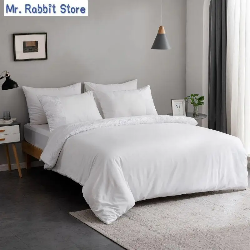 

Quilt Cover Set Velvet Patchwork Bedding Sets Single Double Duvet Cover Set Solid Color King Queen Size Comfortable Home Textile