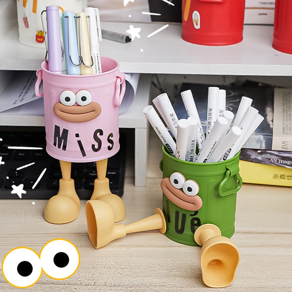 Cartoon Big Mouth Pen Holder - Large Capacity Desk Organizer for Office & Home, Creative Decor for Boys & Girls Free stickers
